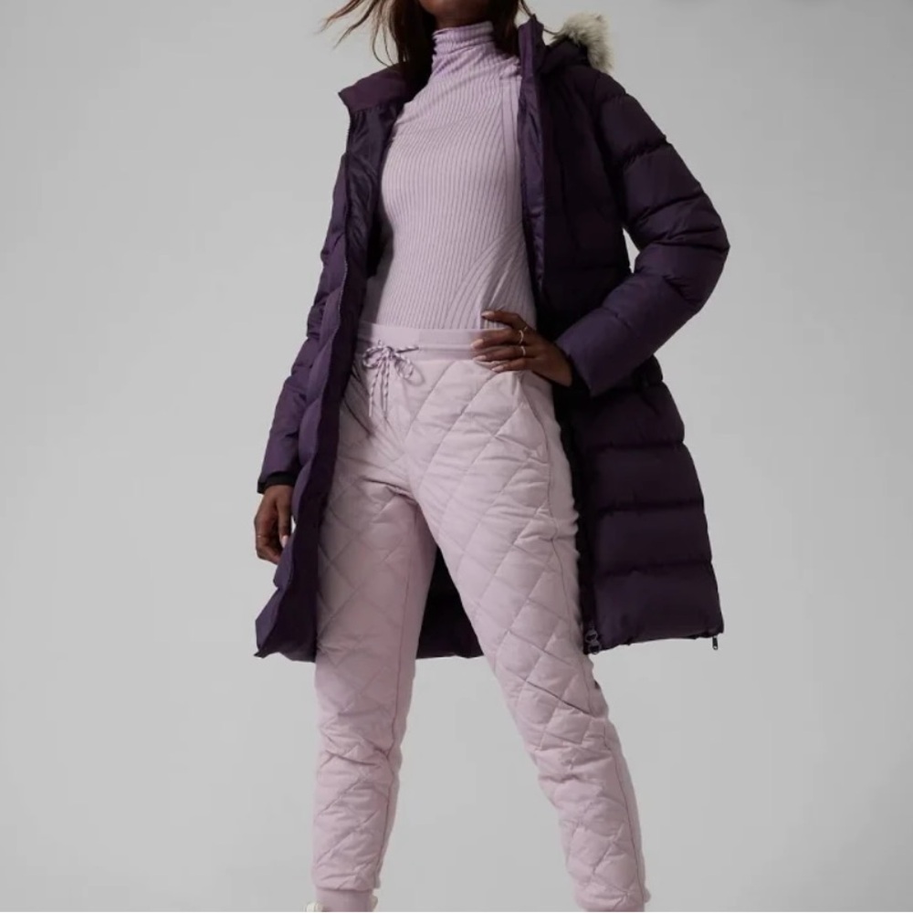 Athleta Apres Ski Down Jogger Pants, Shasta Purple Size 10 NWOT